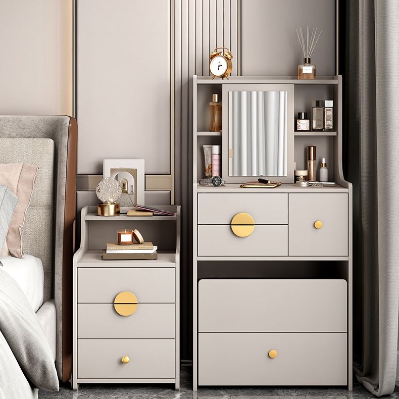 Moder de tocador de madera Costactar mesa de tocador gris/blanco con cajones