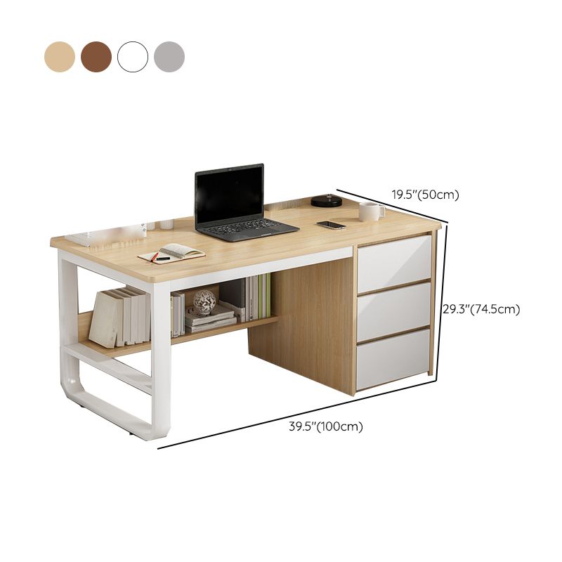 Bureau d'écriture rectangulaire industriel 3 dessins bureau de bureau en bois