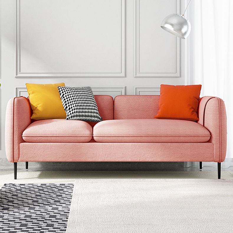 Sofá moderno de brazo cuadrado de lino 29.92 "H con almohadas y almacenamiento