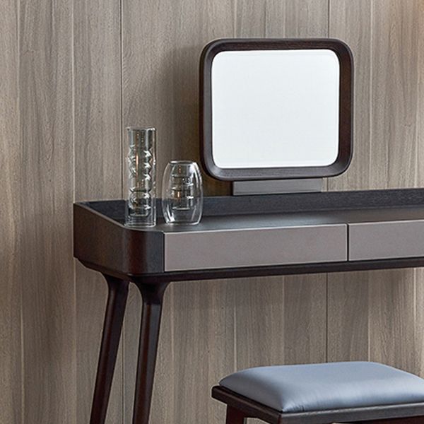 Tocador de maquillaje de madera maciza contemporánea con cajones y taburetes para dormitorio