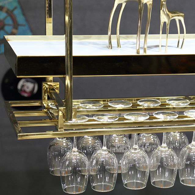 Porta del vino sospeso in metallo con supporto di vetro e mensola per la cucina