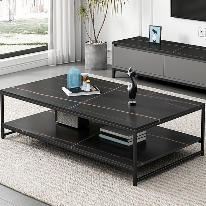 Rectangle Cocktail Table Frame Single Coffee Table with Shelf Clearhalo 'Coffee & Accent Tables' 'Coffee Tables' 'coffee_tables' 'furn' 'furn_coffee_tables' 'Furniture' 'Living Room Furniture' 1200x1200_6a91c741-e15b-48d4-bd66-5b7e804327cf