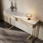 Modern Accent Table Half Moon Shape Stone Console Table for Hall , 14 inch Wide