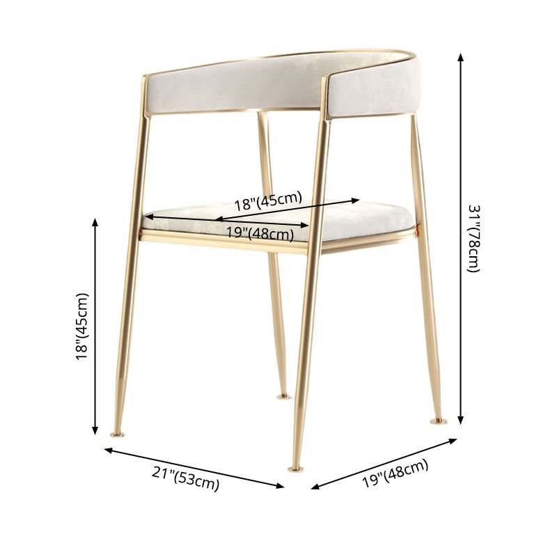 Metal Open Back Dining Side Chair Glam Style Dining Arm Chair for Home Clearhalo ' kitchen&dining_furn' 'Dining Chairs' 'Dining Tables & Seating' 'dining_chair' 'furn' 'furn_dining_chair' 'Furniture' 'furniture_dining_chair' 'Kitchen & Dining Furniture' 'kitchen' 1200x1200_6a92cca8-b73d-4337-b4aa-d1794db2703c