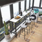 Modern Marble Bar Table with Rectangle Table Top Black Trestle Table - 42" H, Only Table Clearhalo 'Bar Furniture' 'Bar Tables' 'bar_tables' 'furn' 'furn_bar_tables' 'Furniture' 'furniture_bar_tables' 'Kitchen & Dining Furniture' 1200x1200_6a9320bf-dfee-4174-a544-5de1d7b196f0