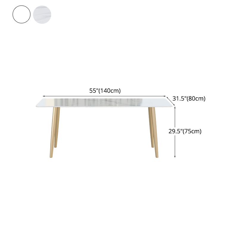 Glam Iron Dinette Set 1/2/3/5/7 Pieces Rectangle Dining Table Set with Sintered Stone Top