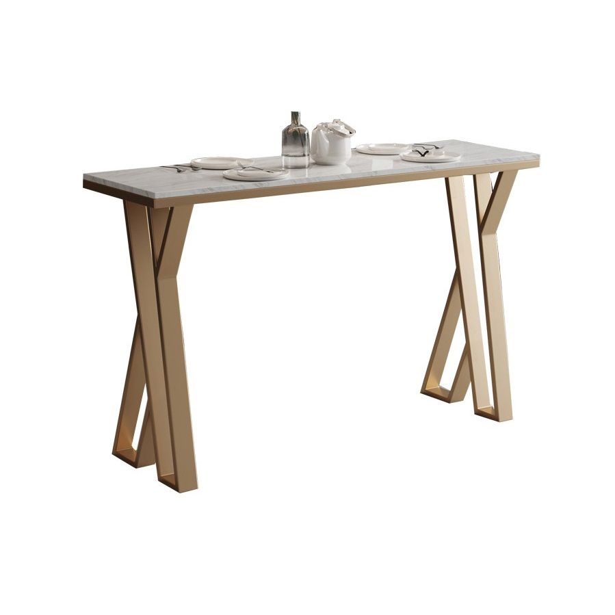 Ensemble de Table de Bar en pierre blanche, 1/5 pièces, Table de Bar et tabourets en métal doré