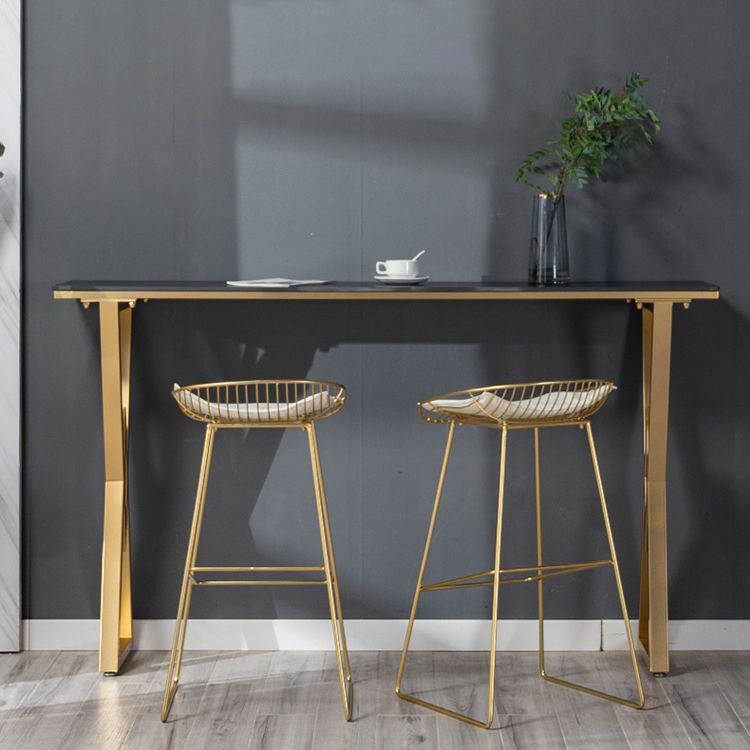 Glam Marble Bar Table with Rectangle Table Top Double Pedestal Table - 41.3" H Clearhalo 'Bar Furniture' 'Bar Tables' 'bar_tables' 'furn' 'furn_bar_tables' 'Furniture' 'furniture_bar_tables' 'Kitchen & Dining Furniture' 1200x1200_6a98cc4b-025f-4285-ad65-6ad07d85d65c