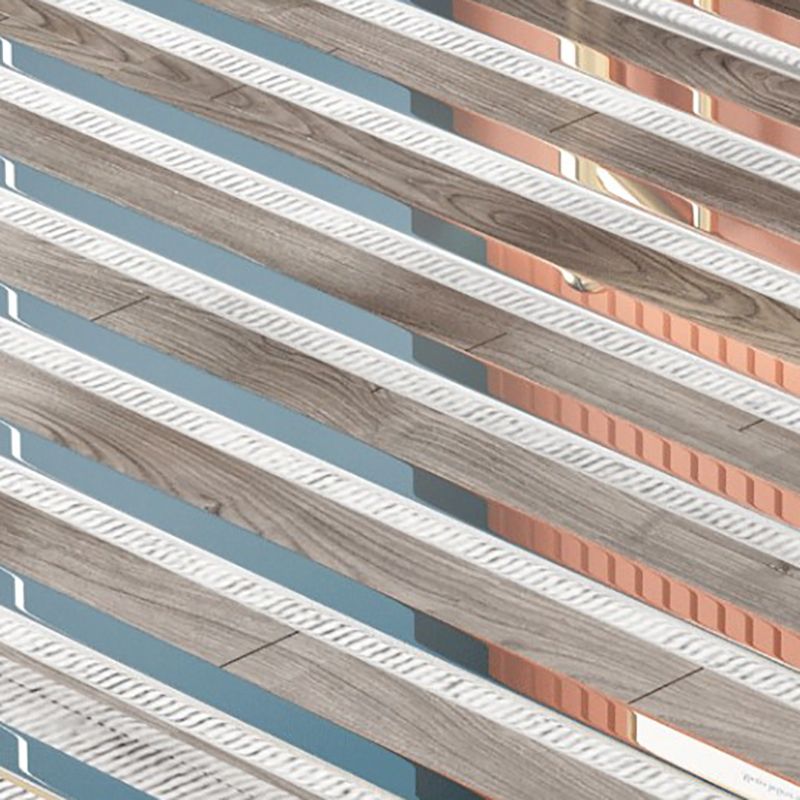 Letto a fila con telaio aperto in metallo contemporaneo con legno rettangolare con gambe metalliche