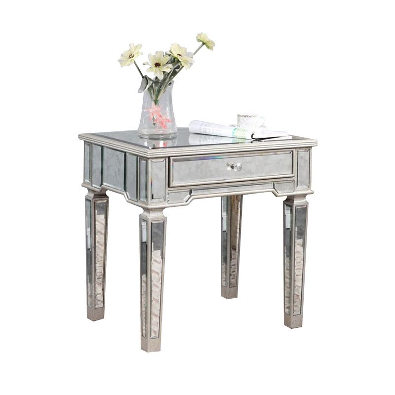 Tabla de extremo superior de vidrio cuadrado contemporáneo 4 Pats Tabla de extremo con cajón