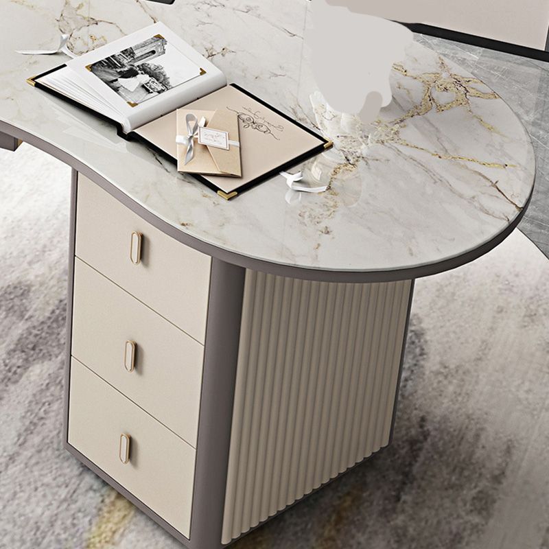 Bureau de bureau secrétaire en marbre contemporain, 27,6 "W x 29,5" H