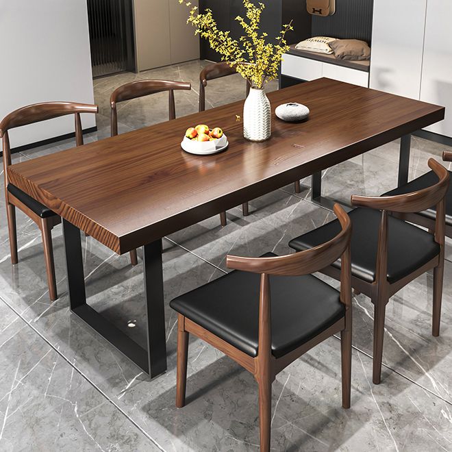 Industrial 1/2/5/7 Pieces Dining Set Solid Wood Top Dinette Set with Black Base Clearhalo 'Dining Room Sets' 'Dining Tables & Seating' 'dining_room_set' 'furn' 'furn_dining_room_set' 'Furniture' 'Kitchen & Dining Furniture' 1200x1200_6a9c5418-e043-41ed-a9c7-f9729a4ee6ea