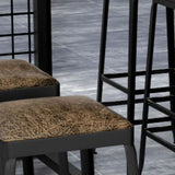 Industrial Faux Leather Dining Stools Armless Bar Stools with Black Metal Base