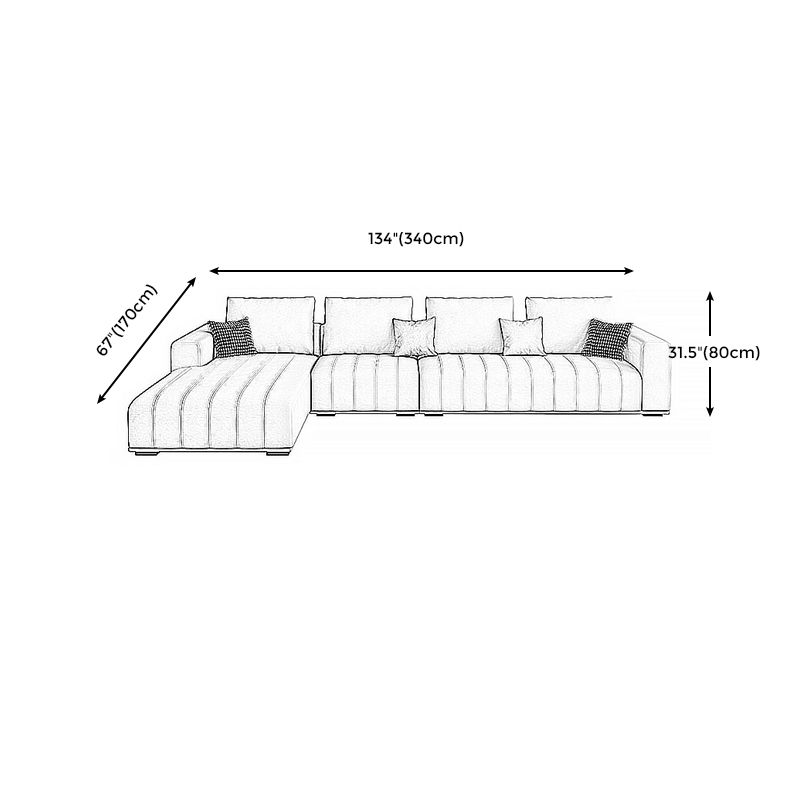 Transitional Modern Cushions Sofa 31.5"High Square Arm Sofa, Beige Clearhalo 'furn' 'furn_sectionals' 'Furniture' 'furniture_sectionals' 'kitchen' 'kitchen_sectionals' 'Living Room Furniture' 'Sectionals' 1200x1200_6a9f1c99-2bdb-4627-ad15-8bb5781deaad