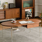 23" Wide Contemporary Coffee Table Oval Coffee Cocktail Table with Storage