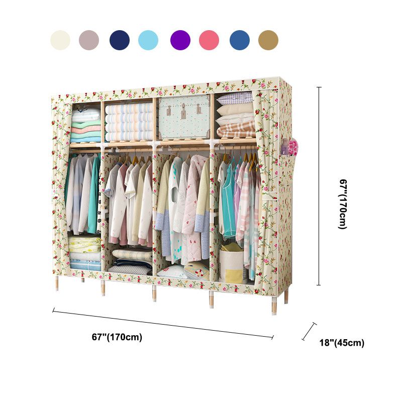 Metal Modern Armoire Shelves Storage Wardrobe Closet with Garment Rod Clearhalo 'Armoires & Wardrobes' 'armoires_wardrobes' 'Bedroom Furniture' 'furn' 'furn_armoires_wardrobes' 'Furniture' 1200x1200_6aa0f43f-2e02-4112-b3af-bb4c21cfc5e1