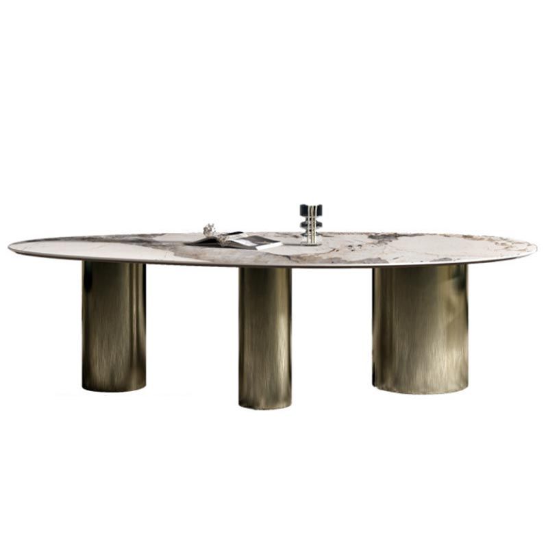 Oval Sintered Stone Dining Table Modern Furniture With Tripod Base for Office Clearhalo 'Dining Tables & Seating' 'Dining Tables' 'dining_table' 'furn' 'furn_dining_table' 'Furniture' 'Kitchen & Dining Furniture' 1200x1200_6aa13c8a-9387-4c5e-b130-0b0bbe73de0e