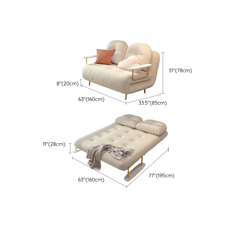 Glam White Futon and Mattress Square Arms Folding Futon Frame Clearhalo 'furn' 'furn_futons' 'Furniture' 'Futons & Daybeds' 'Futons' 'Living Room Furniture' 1200x1200_6aa1ed1c-1509-4a69-8a88-934ed2c33721