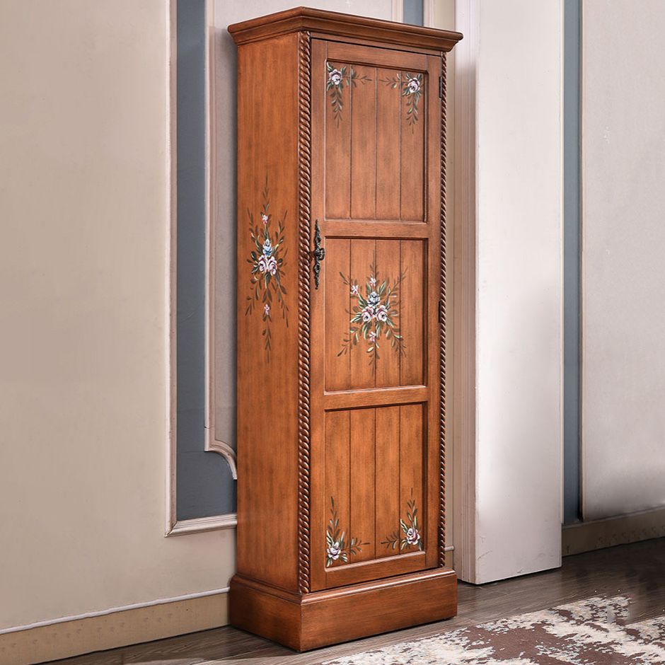 Traditional Birch Wood Cabinet with Mirror Matte Finish Wardrobe for Home