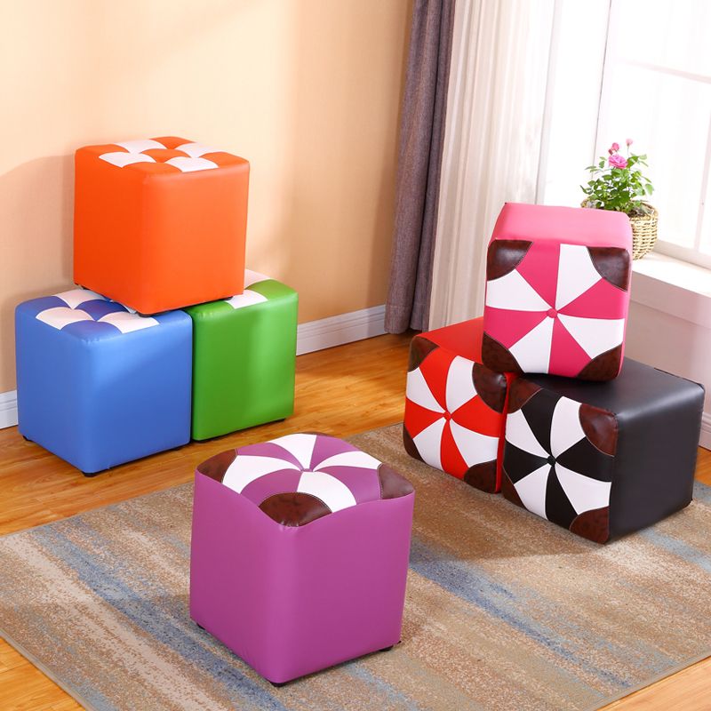 Purple Modern Pouf Leather Check Print Pouf for Drawing Room Clearhalo 'furn' 'furn_ottomans_poufs' 'Furniture' 'Living Room Furniture' 'Ottomans & Poufs' 'ottomans_poufs' 1200x1200_6aa22d10-b31e-4097-bc59-7bc3071d21a1