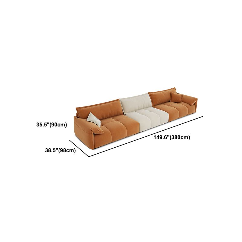 Tufted Loose Back Sofa with Chaise Nordic Pillow Top Arm Sofa in Orange and White Clearhalo 'furn' 'furn_sectionals' 'Furniture' 'Living Room Furniture' 'Sectionals' 1200x1200_6aa24ef8-604c-45a8-978f-03f96a09a433