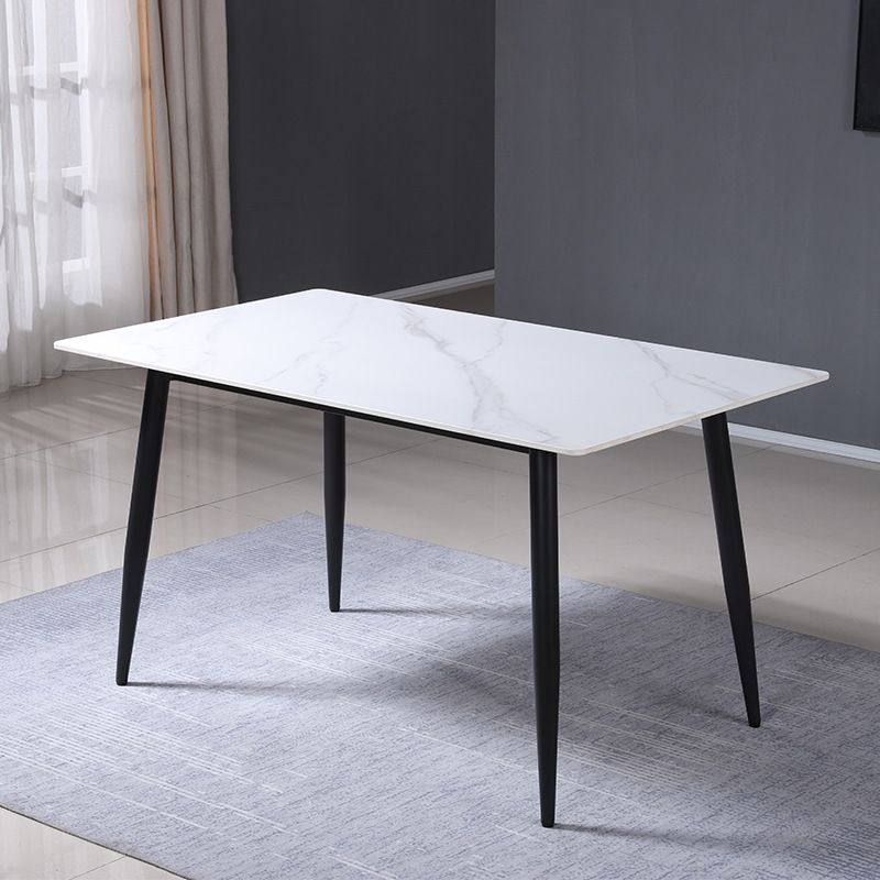 Mesa de comedor rectangular de mármol negro moderno para cocina