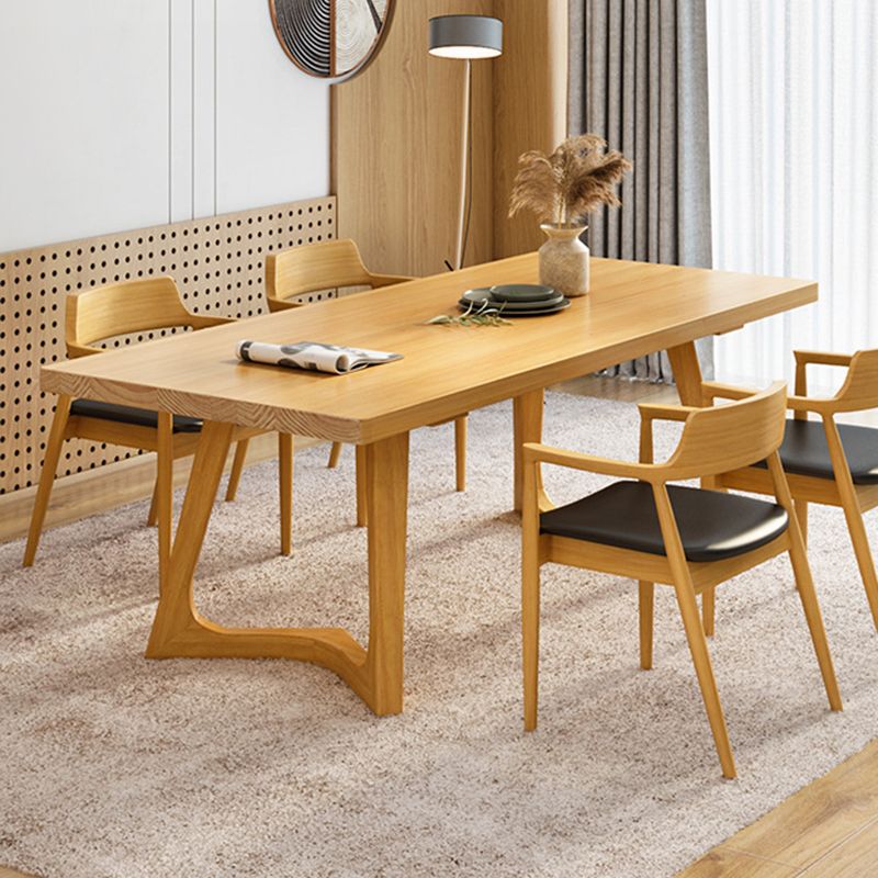 Rectangle Wood Color Dining Table Pine Solid Wood Table Modern with Double Pedestal Clearhalo ' dining_table' 'Dining Tables & Seating' 'Dining Tables' 'Furniture' 'furniture_dining_table' 'Kitchen & Dining Furniture' 'kitchen&dining_furn' 'kitchen' 'kitchen_dining_table' 1200x1200_6aa37428-4a49-457a-8dc8-a098f467e78d