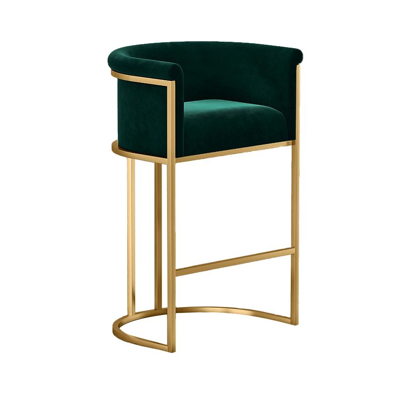 Glam Armrest Backrest Counter StooI Iron Bar Stool with Cushion and Pedal for Cafe