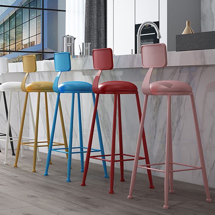 Nordic Armless Backrest Counter Stool Iron Couture Bar Stool with Cushion and Pedal Clearhalo 'Bar Furniture' 'Bar Stools' 'bar_stools' 'furn' 'furn_bar_stools' 'Furniture' 'Kitchen & Dining Furniture' 1200x1200_6aa71642-b85d-4ffa-af7b-ef5c6a0df1ca