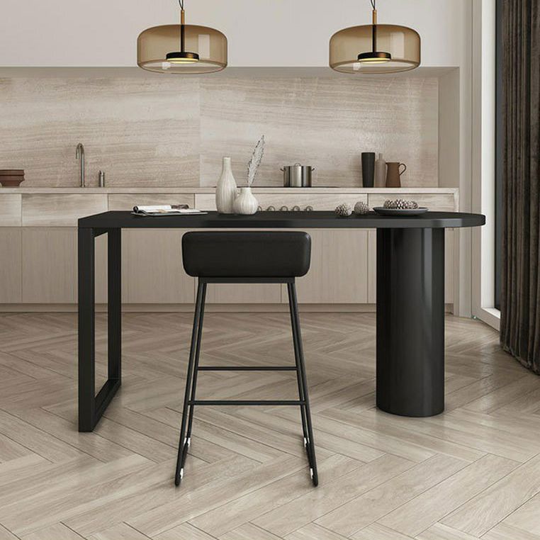 Specialty Wood Top Bar Table Matte Finish Contemporary Pub Table