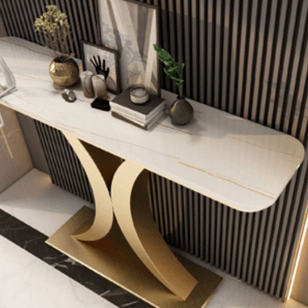 Tavolino di accento ovale glam in pietra per la sala per la sala