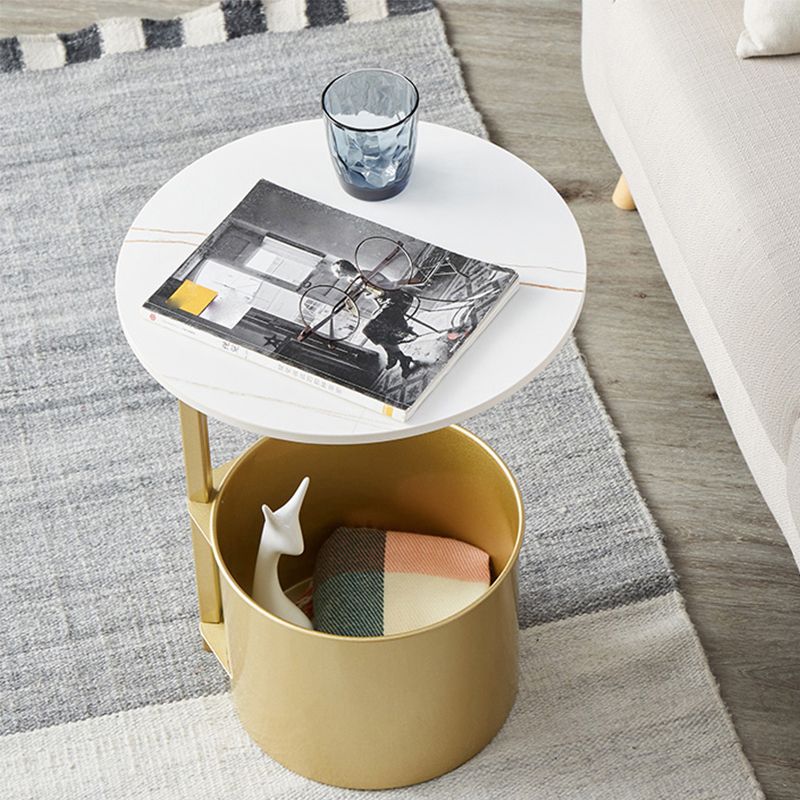 Table d'appoint rond moderne à rond / fer 22 "Table d'extrémité abstraite de haut avec stockage