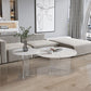 Table de cocktail en ardoise et acrylique Table basse ronde blanche moderne