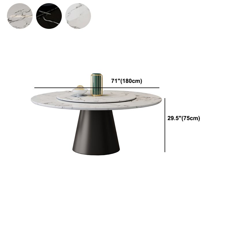 White-black Stone Round Table Turntable Home Furniture with Pedestal Base Clearhalo 'Dining Tables & Seating' 'Dining Tables' 'dining_table' 'furn' 'furn_dining_table' 'Furniture' 'Kitchen & Dining Furniture' 1200x1200_6aab4c18-9c3d-45fd-8e03-d8f03e9c1071