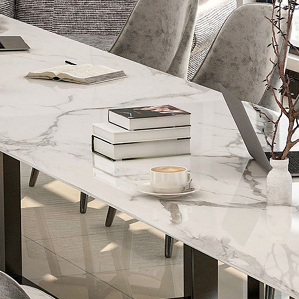 Mesa de reuniones rectangular de mármol artificial oficina en el hogar escritorio de escritura moderna