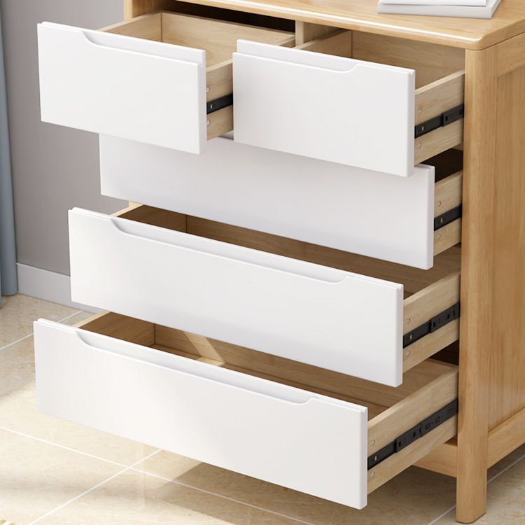 Mid-Century Modern Chest Rubberwood Squared Legs Grooves with Drawer Accent Chest Clearhalo 'Cabinets & Chests' 'cabinets_chests' 'furn' 'furn_cabinets_chests' 'Furniture' 'Living Room Furniture' 1200x1200_6aaf744d-9bd3-4dac-b056-7a54005fd5c6