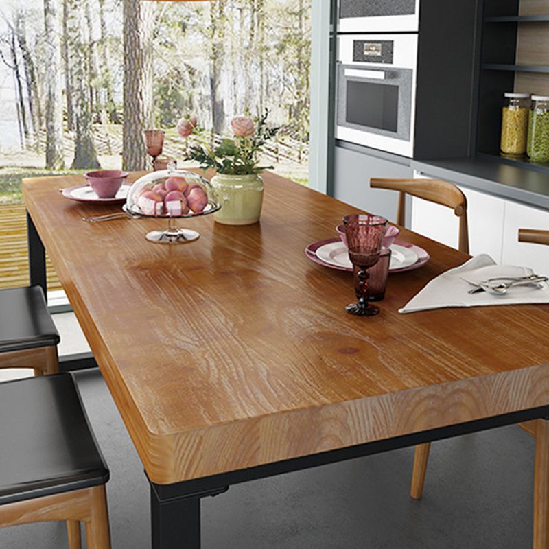 Industrielle 1/2/5 Stück Möbel Massivholz Rechteck Esszimmer Set in Braun