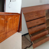 Contemporary Bedroom Storage Chest Rubber Wood Vertical Chest with Drawers