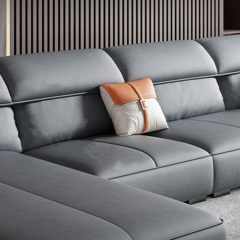 Faux leather High Back Sofa Stain-Resistant Sectional with Flared Arm Clearhalo 'furn' 'furn_sectionals' 'Furniture' 'furniture_sectionals' 'kitchen' 'kitchen_sectionals' 'Living Room Furniture' 'Sectionals' 1200x1200_6ab27647-6734-40ec-87dd-491fe10e69b4