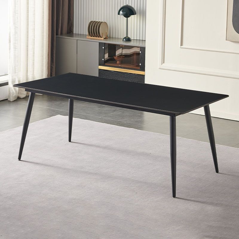Industrial Kitchen Dinner Table Stone Rectangle 4 Legs Dining Table Clearhalo 'Dining Tables & Seating' 'Dining Tables' 'dining_table' 'furn' 'furn_dining_table' 'Furniture' 'Kitchen & Dining Furniture' 1200x1200_6ab2979f-16f8-492a-9076-6dcf56447420