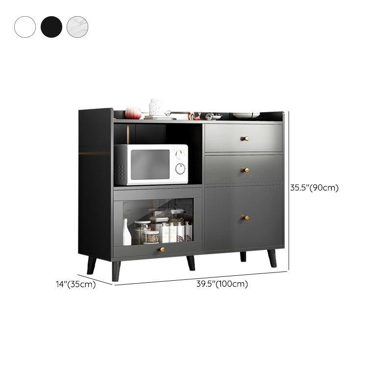 Modern open opslagbuffetstandaard zwart gemanipuleerd houten buffet bijboard met 3-laden