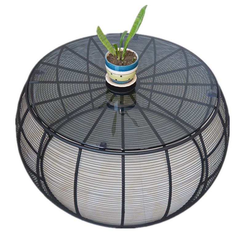 Tavolino moderno della metà del secolo con top e base di telaio in nero