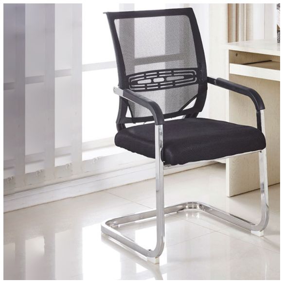 Black Fixed Arms Modern Office Chair Steel No Wheels Office Chair Clearhalo 'furn' 'furn_office_chair' 'Furniture' 'Office Chairs' 'Office Furniture' 'office_chair' 1200x1200_6ab4a2b8-6adb-4624-b042-d839cd8d094d