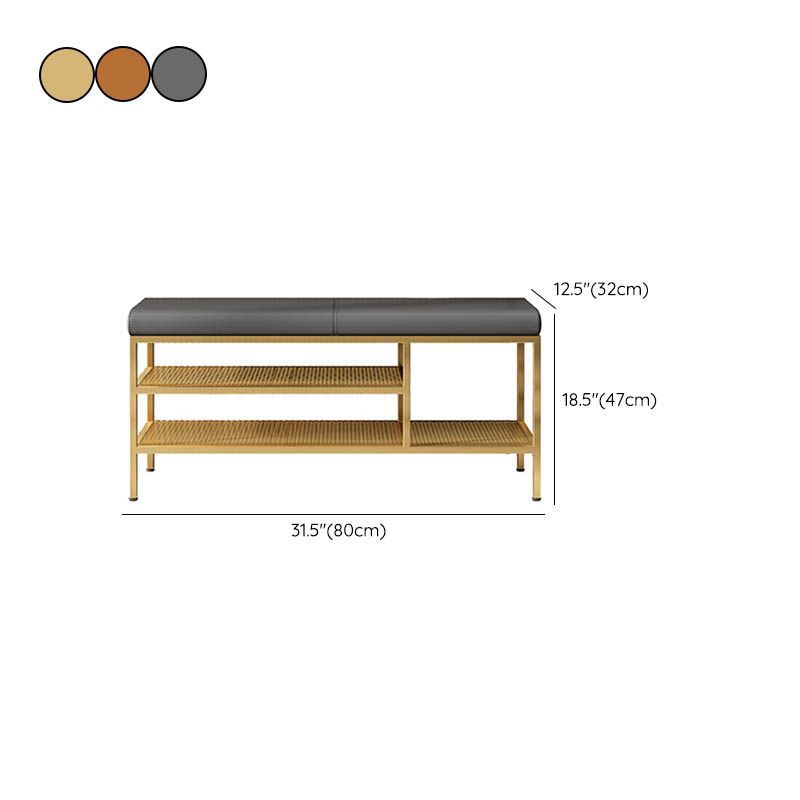 Metal Cushioned Bench Modern Seating Bench with Shelves for Entryway Clearhalo 'Benches' 'Chairs & Seating' 'furn' 'furn_benches' 'Furniture' 'Living Room Furniture' 1200x1200_6ab6dbf0-63da-4b41-bc80-80f2413b24aa
