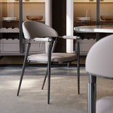 Glam Upholstered Arm Chair Dining Room Metal Dining Arm Chair