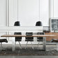 Industrial Pine Wood Table for Restaurant Rectangle Dining Table with Metal Double Pedestal Clearhalo ' dining_table' 'Dining Tables & Seating' 'Dining Tables' 'furn' 'furn_dining_table' 'Furniture' 'furniture_dining_table' 'Kitchen & Dining Furniture' 'kitchen&dining_furn' 'kitchen' 'kitchen_dining_table' 1200x1200_6ab771b5-f8f9-4f30-86f3-4b291ff7127e