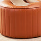Contemporary Pouf Ottoman Faux Leather Upholstered Solid Color Round Ottoman