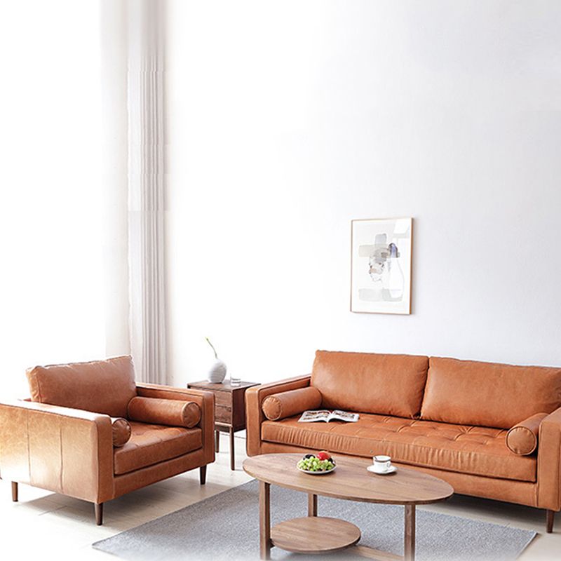 Craftsman Faux Leather Square Tufted Sofa for Living Room 65H