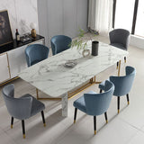 ホームキッチンディナーのための石のトップテーブル長方形のダイニングテーブル