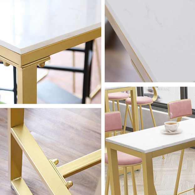 Glam Style Gold 41.3"H Bar Table Marble White Rectangle Top Bistro Table Clearhalo 'Bar Furniture' 'Bar Tables' 'bar_tables' 'Furniture' 'furniture_bar_tables' 'Kitchen & Dining Furniture' 'kitchen&dining_furn' 'kitchen' 1200x1200_6abaf773-9bba-40f5-9f83-6719757b7f8e